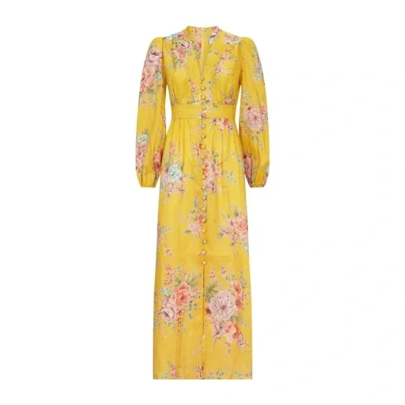 NWT Zimmermann Zinnia Dress – Yellow Floral Midi – Size 0P - Picture 4 of 8